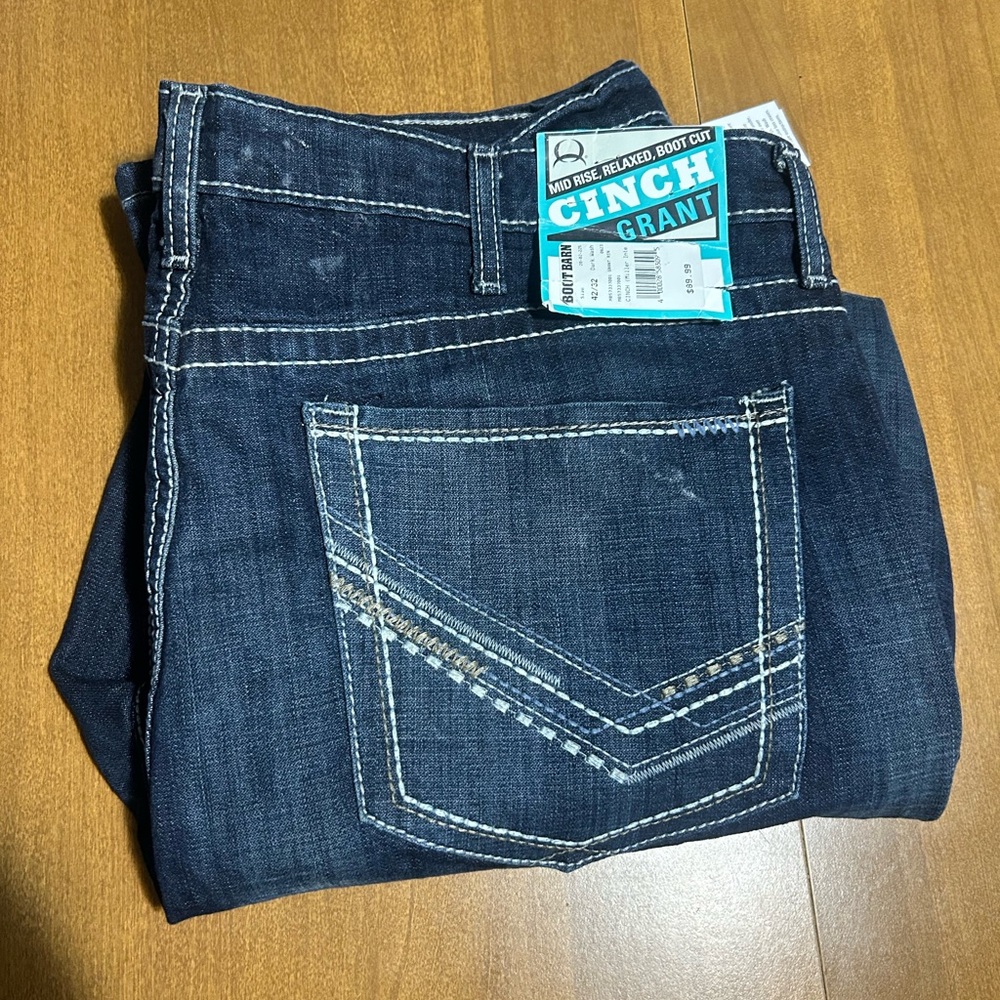 Cinch Blue Bootcut Jeans with Chevron Stitching